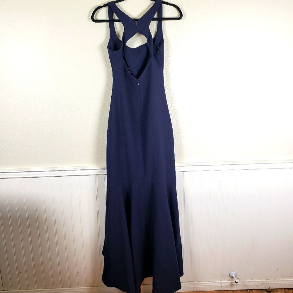 Women's NWT Likely Navy Blue Barnes Sleeveless Mermaid Ruffle Formal Dress SZ 0 - Picture 4 of 15